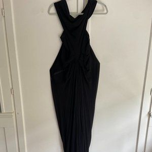 Rick Owens Black Draped Silk Chiffon Gown